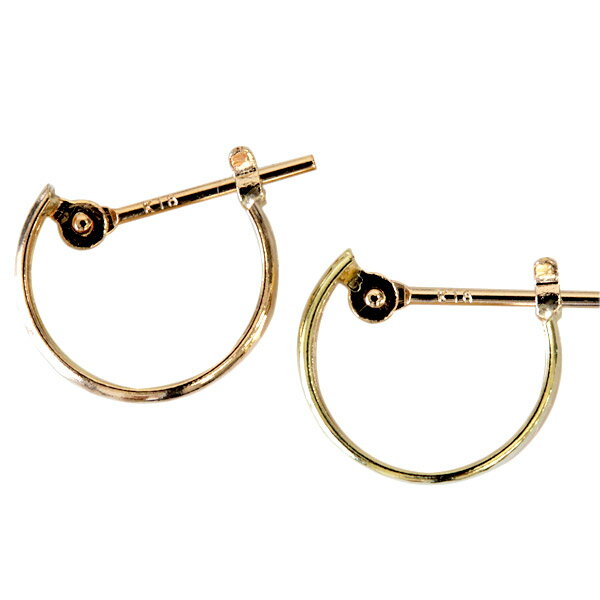 K18 ミラーカット フープピアス　3mm×10mm ゴールド/ピンクゴールド クロッシング ピアス 輪っか 石なし 地金 ※商品は1ペア価格ですのでご安心下さい【安心の日本製】 3