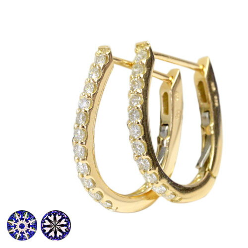 樂天商城 - K18 ピアス H&C ダイヤモンド エタニティ ピアス 0.5ct 使いやすく安心なバネ式タイプ！H&C鑑別カード付