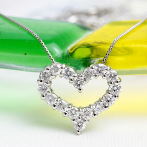 樂天商城 - プラチナ オープンハート ダイヤ ネックレス 0.5ct pt900