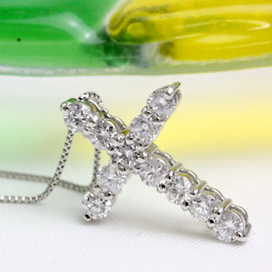樂天商城 - プラチナ ダイヤモンド クロス ネックレス 0.5ct pt900