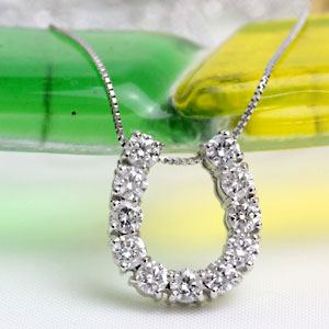 樂天商城 - プラチナ ダイヤモンド ホースシュー （馬蹄） ネックレス 0.5ct pt900