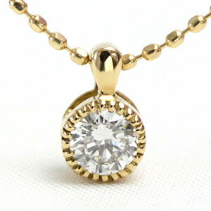 樂天商城 - K18 ダイヤモンド 0.15ct ミル打ちデザイン ペンダント ネックレス
