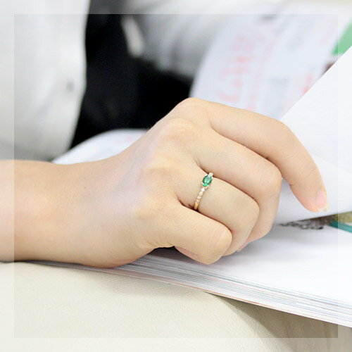 K18 18金 リング グリーンガーネット （ツァボライト） 4.0×6.0サイズ × ダイヤモンド リング ピンクゴールド・ホワイトゴールド・イエローゴールド 【RCP】