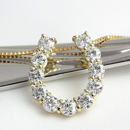 樂天商城 - K18 H＆C ダイヤモンド ホースシュー 馬蹄 ネックレス 1.0ct