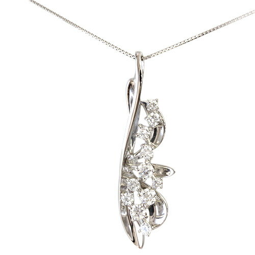 樂天商城 - プラチナ ダイヤモンド ネックレス 0.5ct 11石 ペンダントネックレス PT900 チェーンはPT850 SIクラス品質 ＜リーフデザインb＞