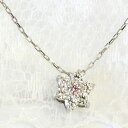 プラチナ 天然ピンクダイヤモンド ネックレス ダイヤモンド0.08ct ピンクダイヤ0.01ct プラチナ Pt900 Pt850 ペンダントネックレス