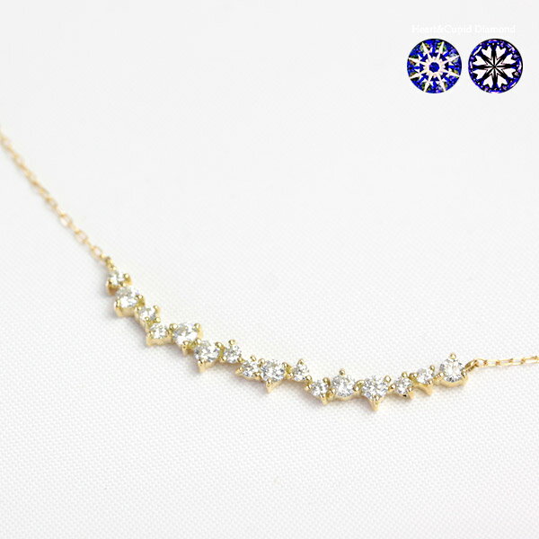樂天商城 - K18 ダイヤモンド ラインネックレス 0.3ct H&C 16石 ダイヤモンド ネックレス