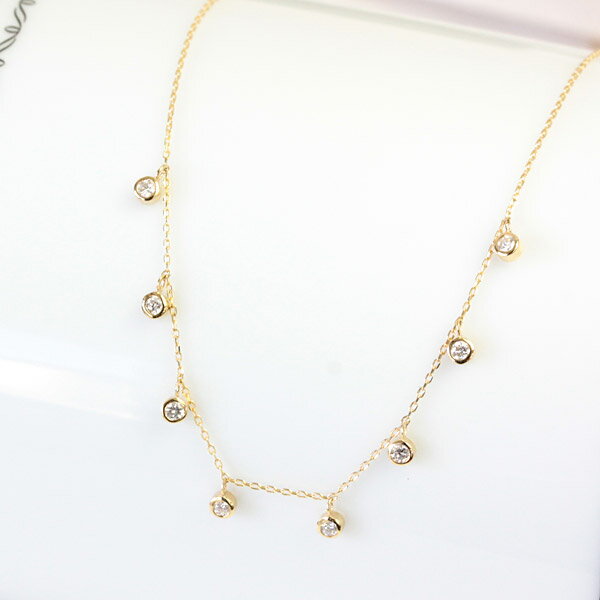 Rakuten - K18 ダイヤモンド ステーション ネックレス 0.2ct 覆輪留め ベゼルセッティング