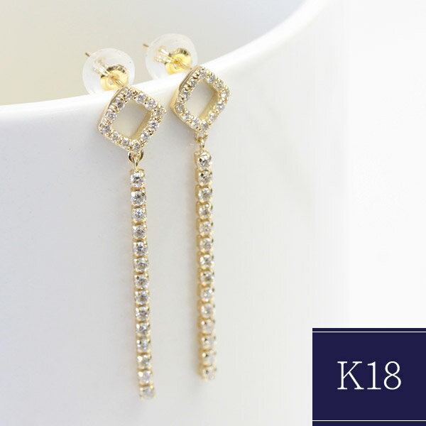 樂天商城 - K18 ピアス ダイヤモンド ピアス 0.46ct ダイアモンド ピアス 菱形 ライン