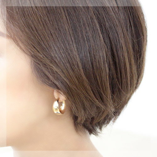 ピアス K18 フープピアス 10mm×20mm クロッシング ピアス 18K 18金 ゴールド フープ ピアス YG PG ゴールドピアス ムーンピアス 月甲 甲丸 ピアス 地金ピアス 石なし ※商品は1ペア（左右セット）ですのでご安心下さい【あす楽対応】【安心の日本製】 2
