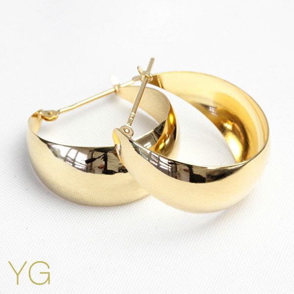 ピアス K18 フープピアス 10mm×20mm クロッシング ピアス 18K 18金 ゴールド フープ ピアス YG PG ゴールドピアス ムーンピアス 月甲 甲丸 ピアス 地金ピアス 石なし ※商品は1ペア（左右セット）ですのでご安心下さい【あす楽対応】【安心の日本製】 3