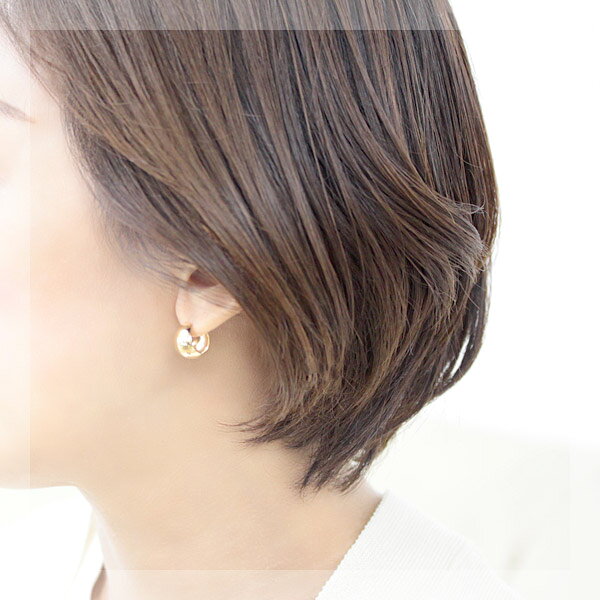 ピアス K18 フープピアス 10mm×13mm クロッシング ピアス 18K 18金 ゴールド フー...