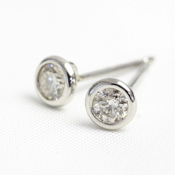 樂天商城 - PT ダイヤモンド ピアス 0.2ct フクリン 覆輪 ベゼルセッティング 一粒ダイヤ pt900 プラチナ ダイヤ ピアス 1ペア販売 K18 イエローゴールド ピンクゴールド