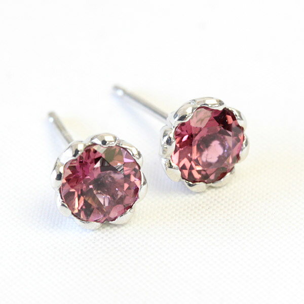 樂天商城 - 【一点限り】K18WG ピンクトルマリン 5.0mm ピアス＜フラワーハート＞ 通常価格65,000円→サンプル在庫のためアウトレット価格60,000円！