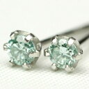 プラチナ900 シーグリーン ダイヤモンド ピアス0.1ct