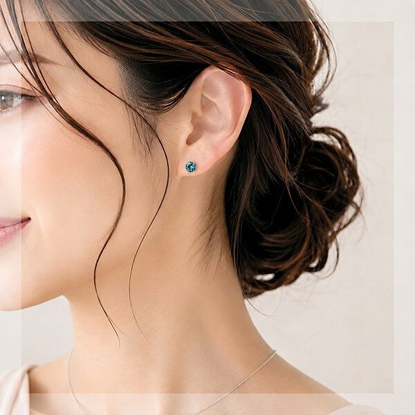 プラチナ900 ロンドンブルー トパーズ 6.0mm ピアス