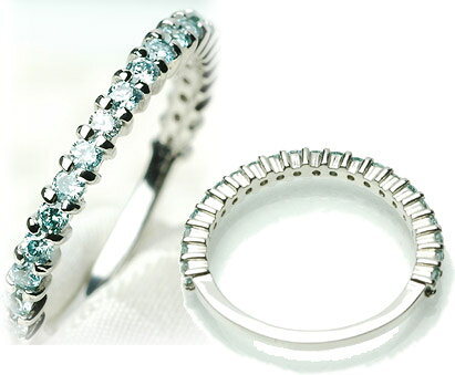 ジュエリーエクセレンテのK18 アイスブルー ダイヤモンド エタニティリング 0.41ct 21石 18金リング ダイアモンド ダイヤ リング エタニティ 指輪 レディース ギフト 18k ゴールド 4月誕生石 ハーフエタニティリング 【文字入れ不可】｜アングル2