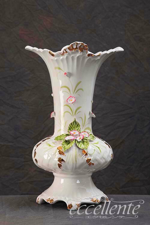 ST-2060517 イタリア製 陶花付き 花瓶