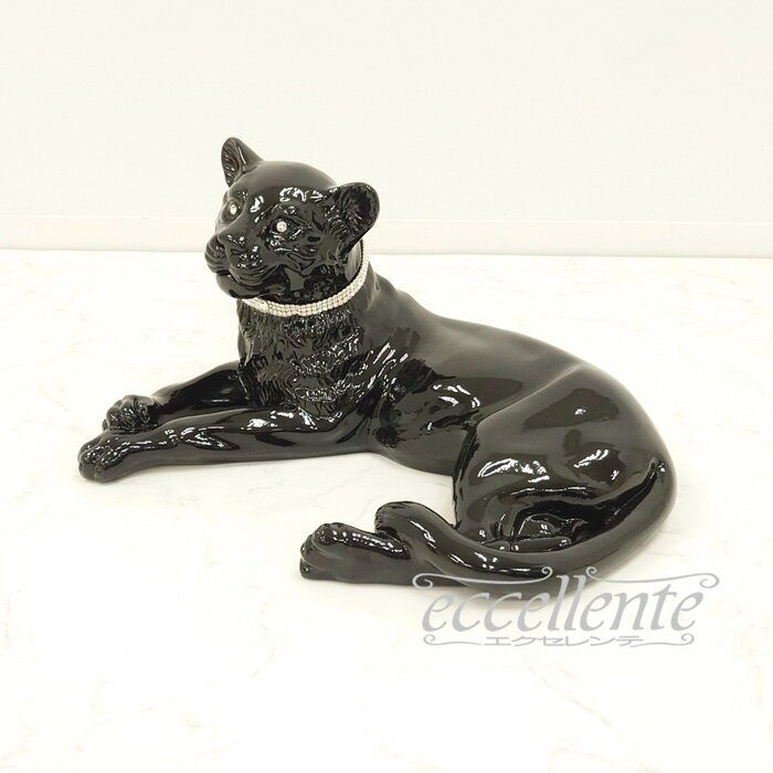 Rakuten - イタリア製 陶製置物 黒ヒョウ lying with collar VO-71194CNL インテリア 置物 イタリア家具 ヨーロッパ家具イタリアン家具 ヨーロピアン家具 輸入家具 クラシック家具
