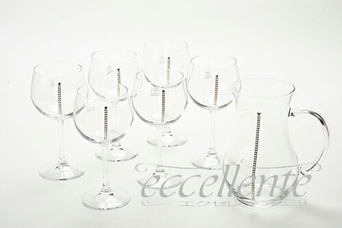 イタリア製 カラフェ・ワイングラス6個セット・SW スワロフスキー｜FA-100195SW