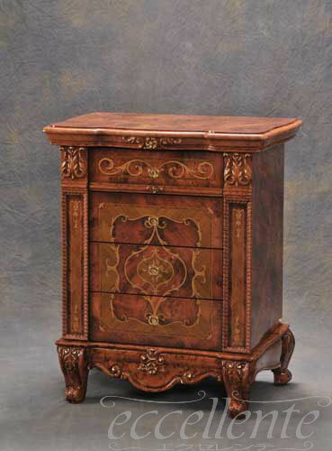 乐天商城 - ★ イタリア家具 ヨーロッパ家具 VE-15イタリア製家具　スモール4段チェスト 【イタリアン家具 ヨーロピアン家具 輸入家具 アンティーク調 猫脚】【サルタレッリ】【ベルサイユシリーズ/ウォールナット】