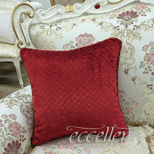 イタリア製 スクエアクッション レッド／ダイヤ｜Square Cushion - Red / Diamond｜CS-000SCS44R