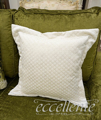 イタリア製 スクエアクッション ホワイト／ダイヤ｜Square Cushion - White / Diamond｜CS-000SCS44W