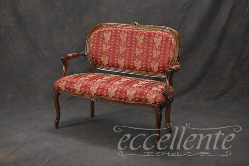 ★ イタリア家具 ヨーロッパ家具 ラブチェアーBrianzolo Oval レッドウォールナット 【イタリアン家具 ヨーロピアン家具 輸入家具 アンティーク調】※使用されている生地が変更となりました（新しい生地についてはお問い合わせください） 2