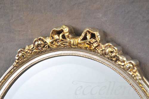 イタリア製 ミラー シルバーゴールド 楕円リボ...の紹介画像2