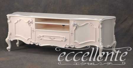 LA-0016TW イタリア製 TVボード　ミネルヴァ　ホワイトローズ+シルバーリーフ