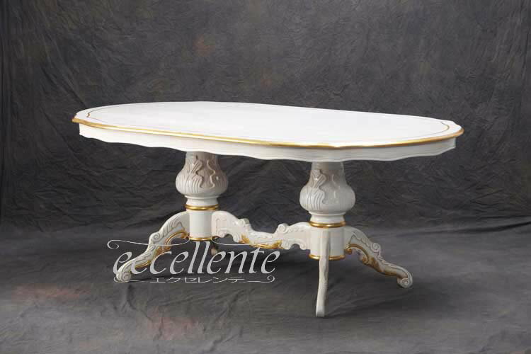 TV-BR94018WA　イタリア製　ダイニングテーブル180　Styleボルボネーゼ　アンティークホワイト【柄なし】