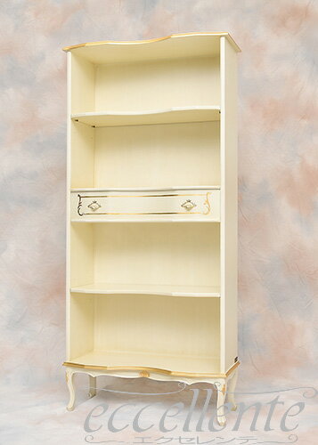 TV-BR581WA イタリア製 ブックシェルフ　St.ボルボネーゼ　アンティークホワイト＋ゴールドリーフ