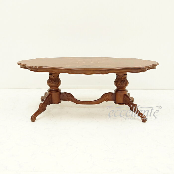 イタリア製 センターテーブル 茶 W140 Coffee Table Walnut Finish TV-17919TRST テーブル イタリア家具 ヨーロッパ家具イタリアン家具 ヨーロピアン家具 輸入家具 クラシック家具 アンティーク調 [2]