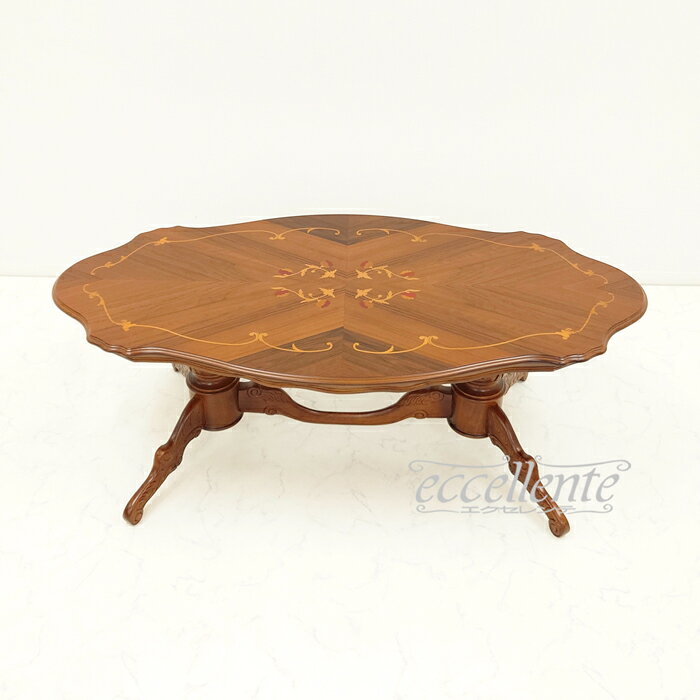 イタリア製 センターテーブル 茶 W140 Coffee Table Walnut Finish TV-17919TRST テーブル イタリア家具 ヨーロッパ家具イタリアン家具 ヨーロピアン家具 輸入家具 クラシック家具 アンティーク調 [3]