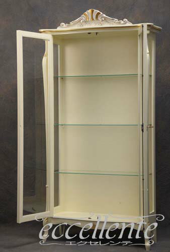 イタリア製 1ドアグラスキューリオ アイボリー+ゴールド TV-5456IVG イタリア家具 ...