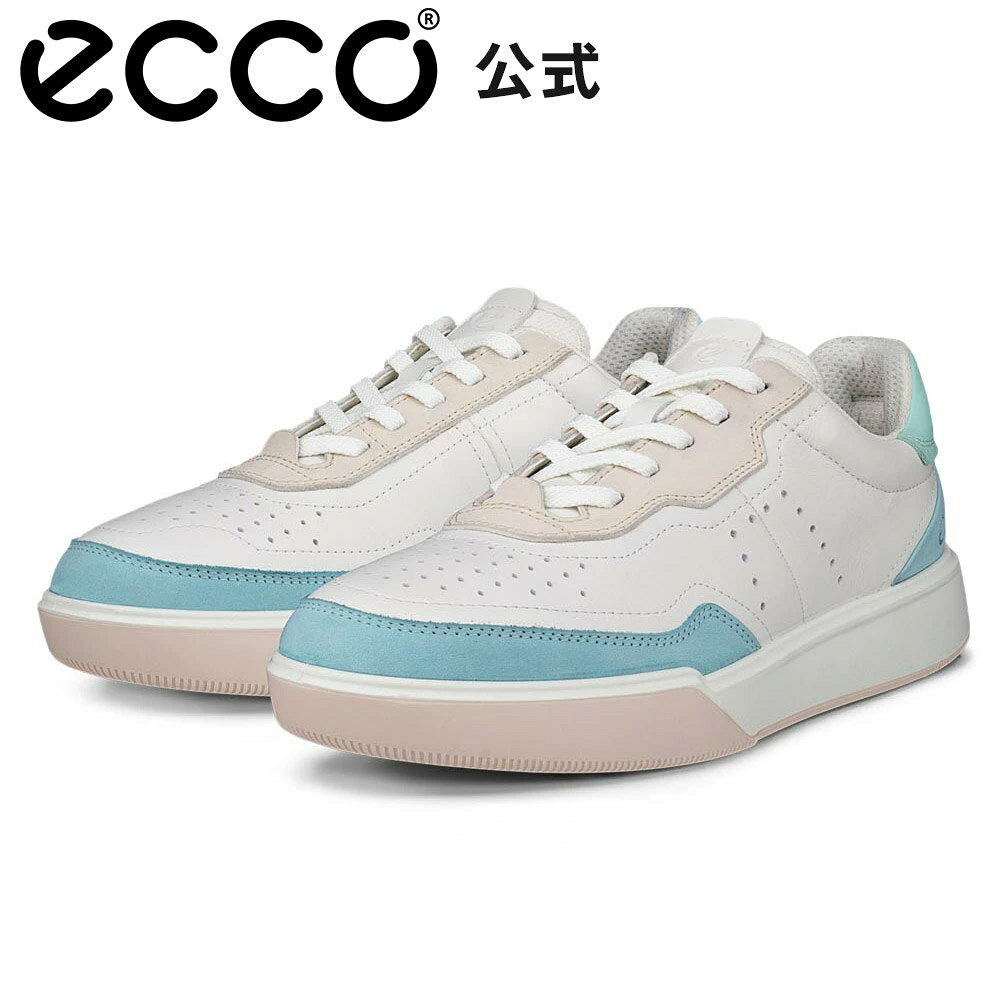 Rakuten - [ECCO公式] ストリート コート 本革 レディース カジュアル スニーカー AQUATIC / WHITE / EMERALD 白 ウィメンズ 履きやすい 靴 通勤 通学 ECCO Street Court W エコー