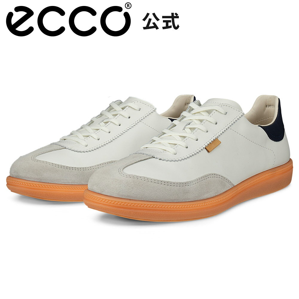 [ECCO公式] SOFT 11 W ウィメンズ レトロスニーカー GRAVEL/WHITE/MARINE エコー 靴 快適 履き心地いい 高品質 レザー 本革 シューズ 婦人靴 ウォーキング シューズ 疲れにくい ジャーマントレーナー 街履き 白