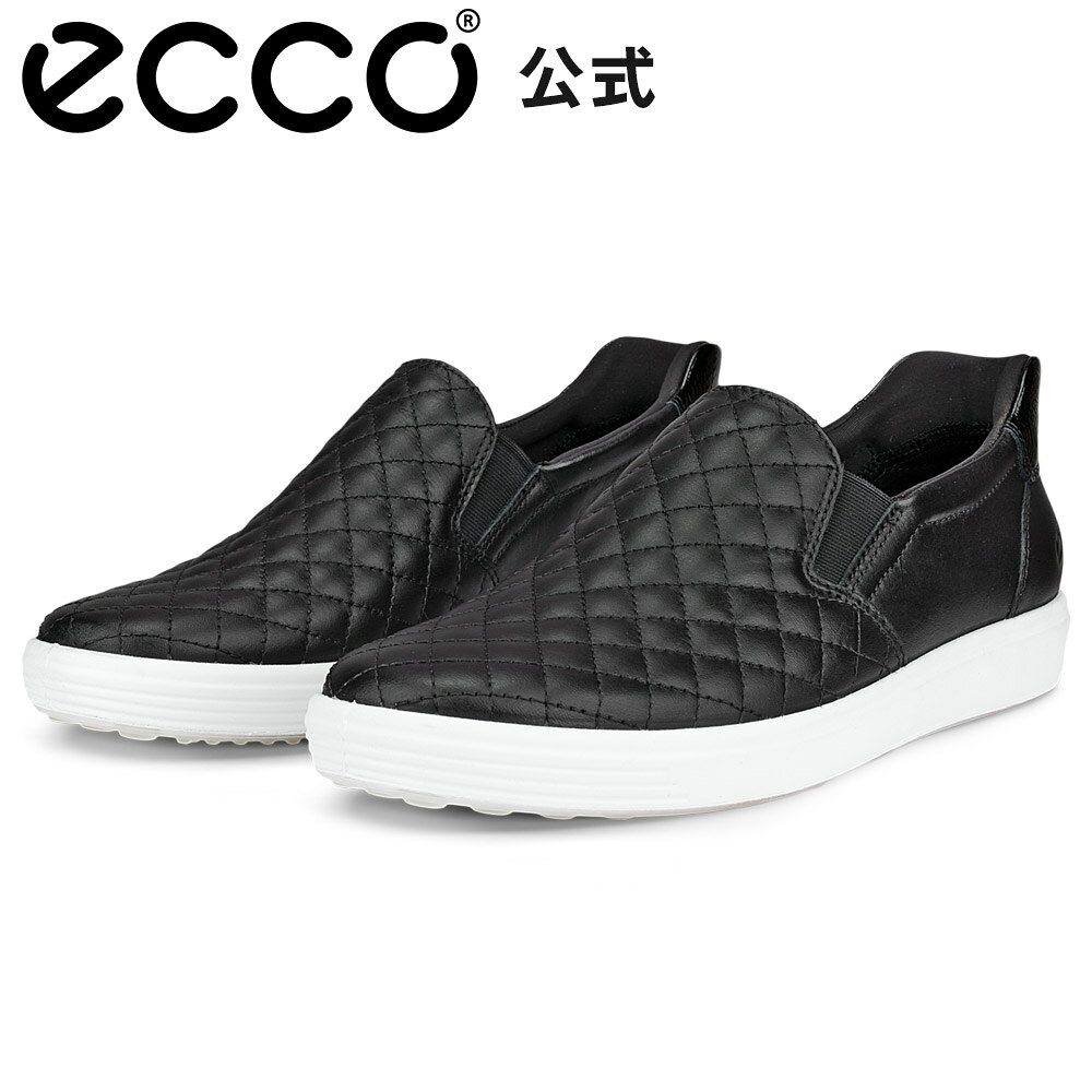 Rakuten - [ECCO公式] SOFT 7 W ウィメンズ EASY SLIP スリッポンスニーカー BLACK/BLACK エコー 靴 快適 履き心地いい 高品質 本革 シューズ 婦人靴 レディース ウォーキング 履きやすい 疲れにくい スリップイン 黒