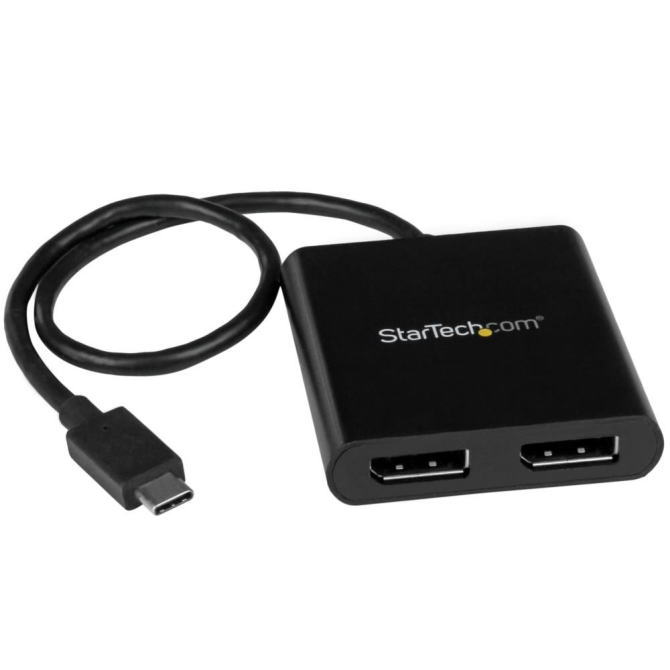 【送料無料】StarTech.com スタ−テックドットコム USB-C-2x DisplayPort 1.2 変換アダプター/4K30Hz/デュアルモニター/30cm一体型ケーブル/Windowsのみ/MSTハブ/マルチモニター ディスプレイポート 分配器/Type-C ディスプレイアダプター MSTCDP122DP 【NE直】