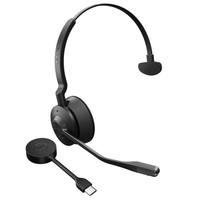 【スタッフのコメント】Jabra Engage 55 UC Mono USB-C【正規品】 【説明】 ●オンイヤーヘッドバンド ●デュアルマイク-ECM指向性及びアナログMEMSシステム ●マイク帯域幅 100Hz-7300Hz ●USB-Cアダプタ、USBケーブル、携帯用ケース付属 ●最大動作範囲 150m ●DECT対応 ●重量 57g ●最大連続通話時間 13時間 ●2年保証 片耳/両耳、MS/UCタイプがあるのでご注意下さい。スタンドは別売りです。