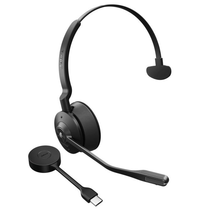 【スタッフのコメント】Jabra Engage 55 MS Mono USB-C【正規品】 【説明】 ●オンイヤーヘッドバンド ●デュアルマイク-ECM指向性及びアナログMEMSシステム ●マイク帯域幅 100Hz-7300Hz ●USB-Cアダプタ、USBケーブル、携帯用ケース付属 ●最大動作範囲 150m ●DECT対応 ●重量 57g ●最大連続通話時間 13時間 ●2年保証 片耳/両耳、MS/UCタイプがあるのでご注意下さい。スタンドは別売りです。