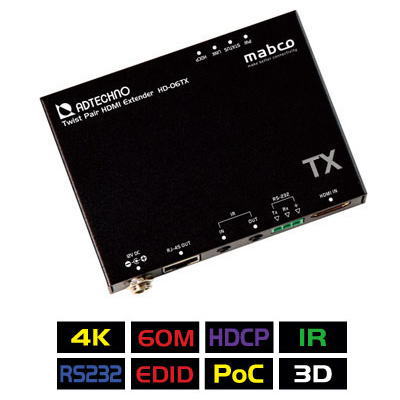 【お取り寄せ商品】【送料無料】ADTECHNO エーディテクノ 4K UHD@60、1080p60、HDCP2.2に対応！HDMI信号を非圧縮で伝送可能なHDBaseT HDMIエクステンダーTx 送信機 HD-06TX HD06TX