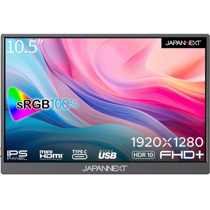 JAPANNEXT ジャパンネクスト 10.5インチ ワイド モバイルディスプレイ(1920x1280/IPS/光沢/miniHDMI/TypeCx2/スピーカー/2年保証) JN-MD-IPS105FHDPR JNMD-IPS105FHDPR JNMDPS105FHDPR【NE直】