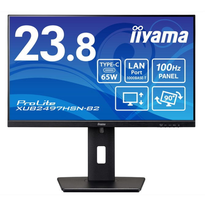 iiyama イイヤマ ProLite 23.8型 ワイド液晶ディスプレイ (1920x1080/IPS方式パネル/HDMI/DisplayPort/USB Type-C/昇降/回転/ブラック) XUB2497HSN-B2 XUB2497HSNB2 【NE直】