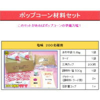 模擬店・縁日・お祭り・イベントに! ロスが少ないお徳用の手間いらず！ 豆はよくはじける！ 風味も抜群！ ポップコーン材料セット 塩味200人用