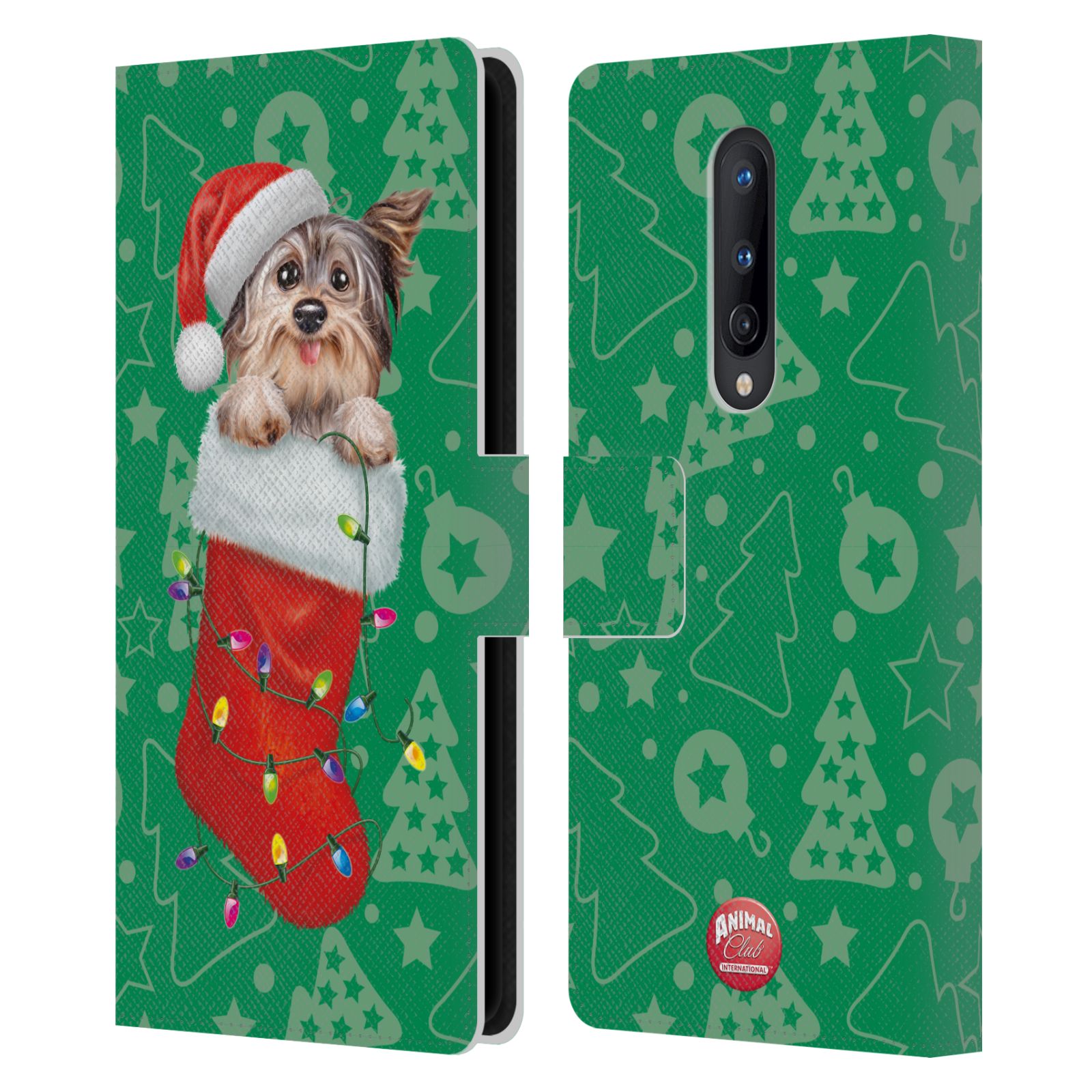 オフィシャル Animal Club International クリスマス・ソックス レザー手帳型ウォレットタイプケース BlackBerry OnePlus