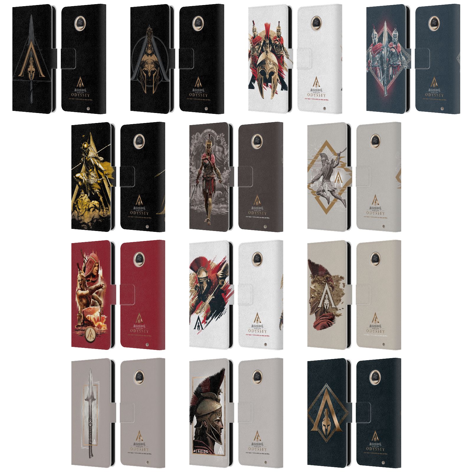 公式ライセンス Assassin's Creed Odyssey アートワーク レザー手帳型ウォレットタイプケース Motorola 電話 スマホケース 全機種対応 グッズ