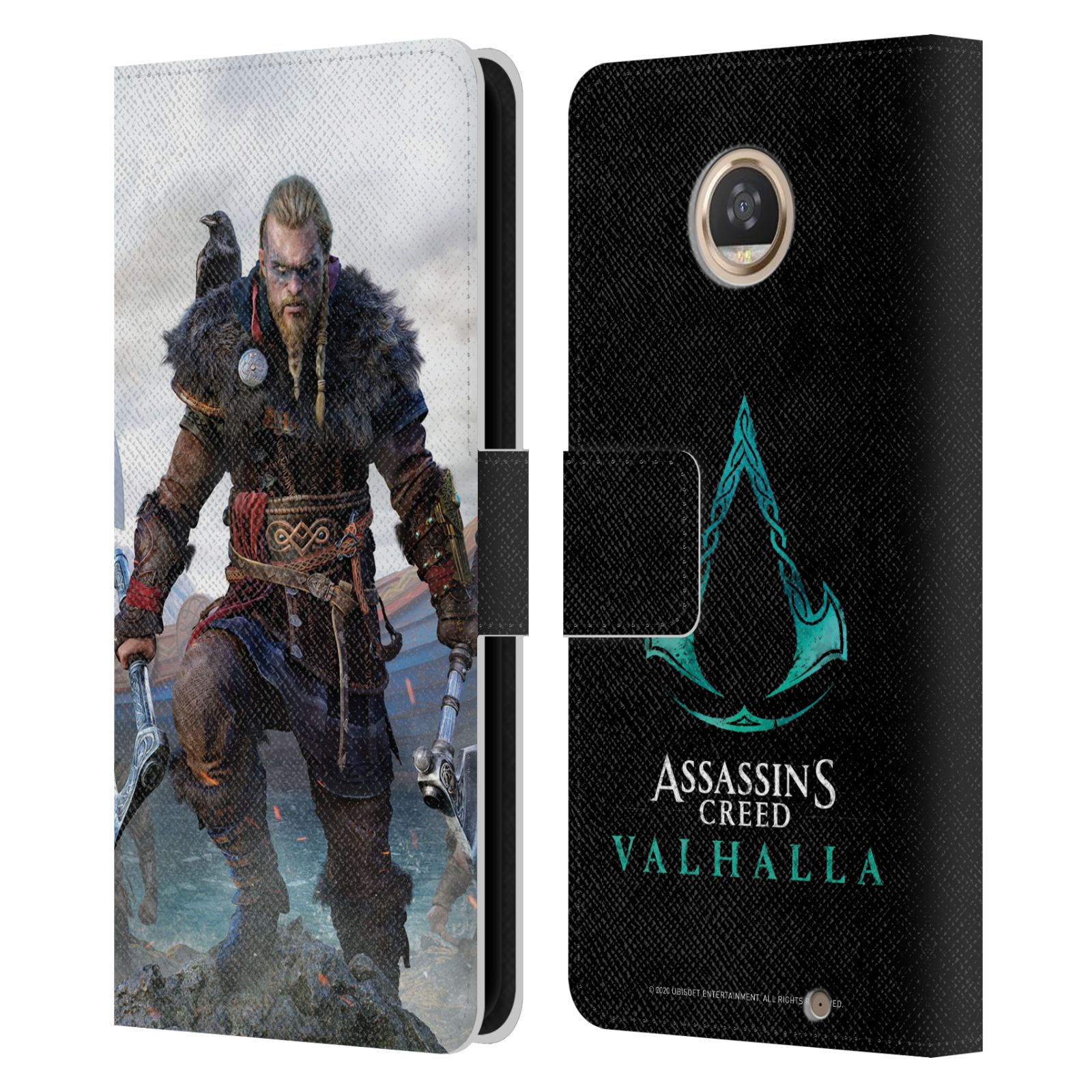 公式ライセンス Assassin's Creed ヴァルハラ・ポスター レザー手帳型ウォレットタイプケース Motorola 電話 スマホケース