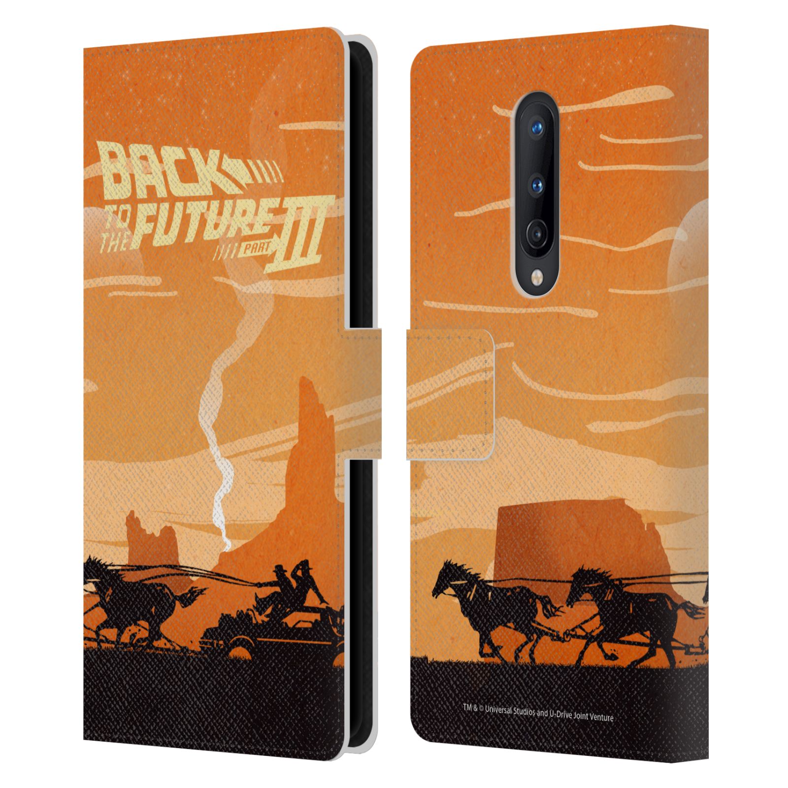 オフィシャル Back to the Future Movie III Car Silhouettes レザー手帳型ウォレットタイプケース BlackBerry OnePlus