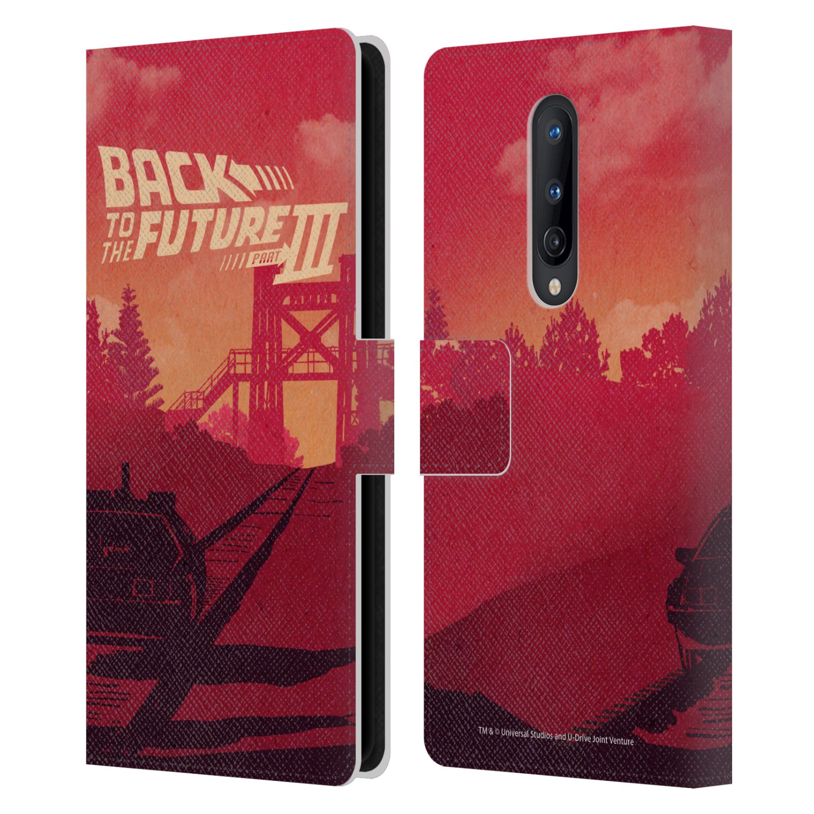 オフィシャル Back to the Future Movie III Car Silhouettes レザー手帳型ウォレットタイプケース BlackBerry OnePlus